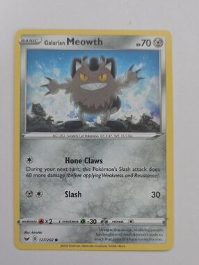 Pokemon Galarian Meowth Trading Card - Yellow Border